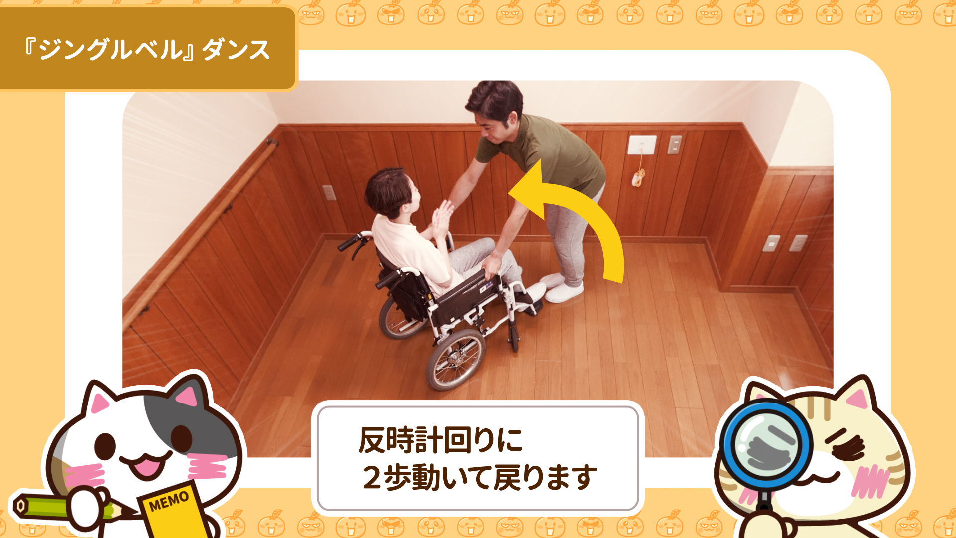 反時計回りに2歩動いて戻るのイメージ