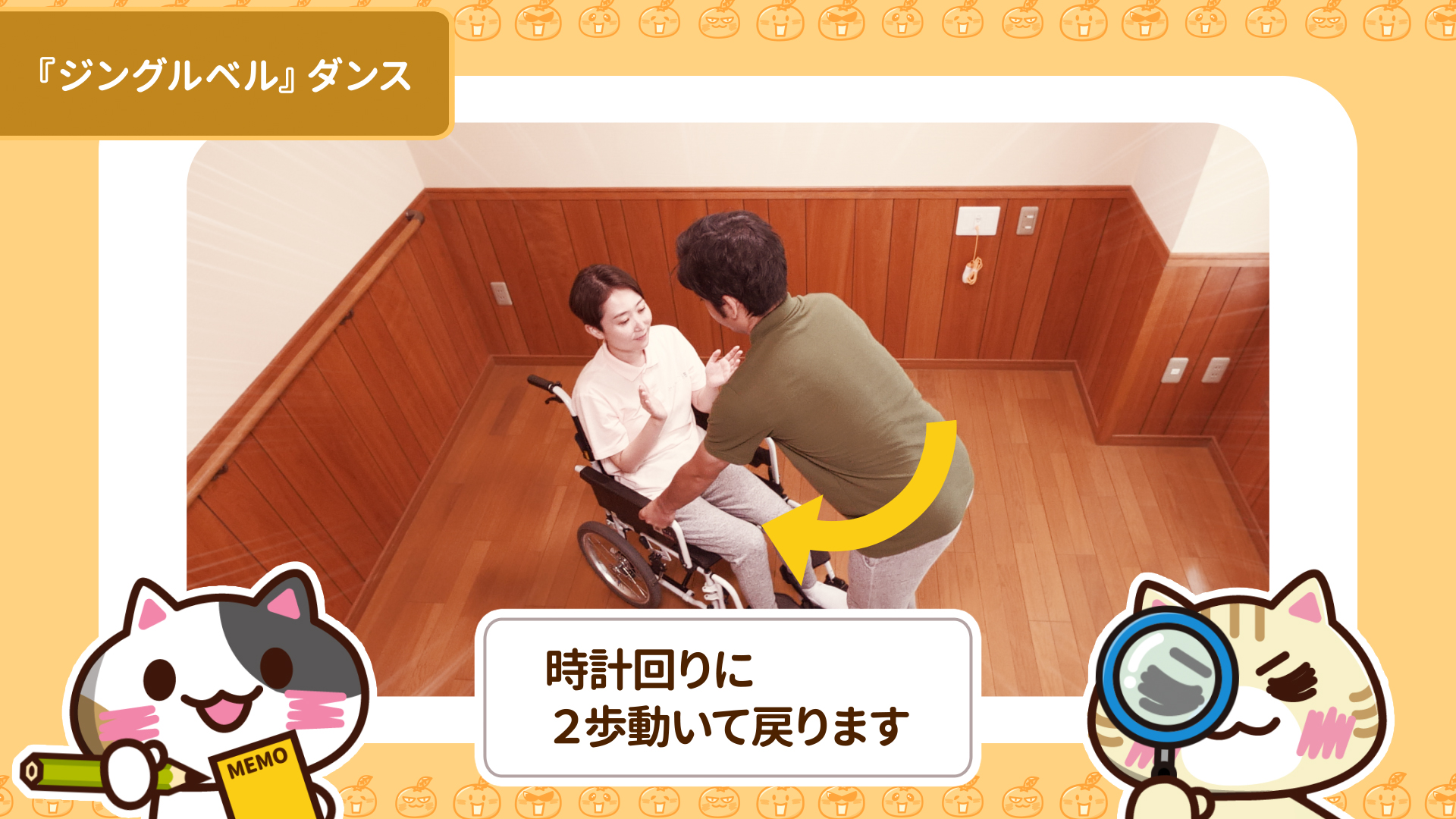 時計回りに2歩動いて戻るのイメージ